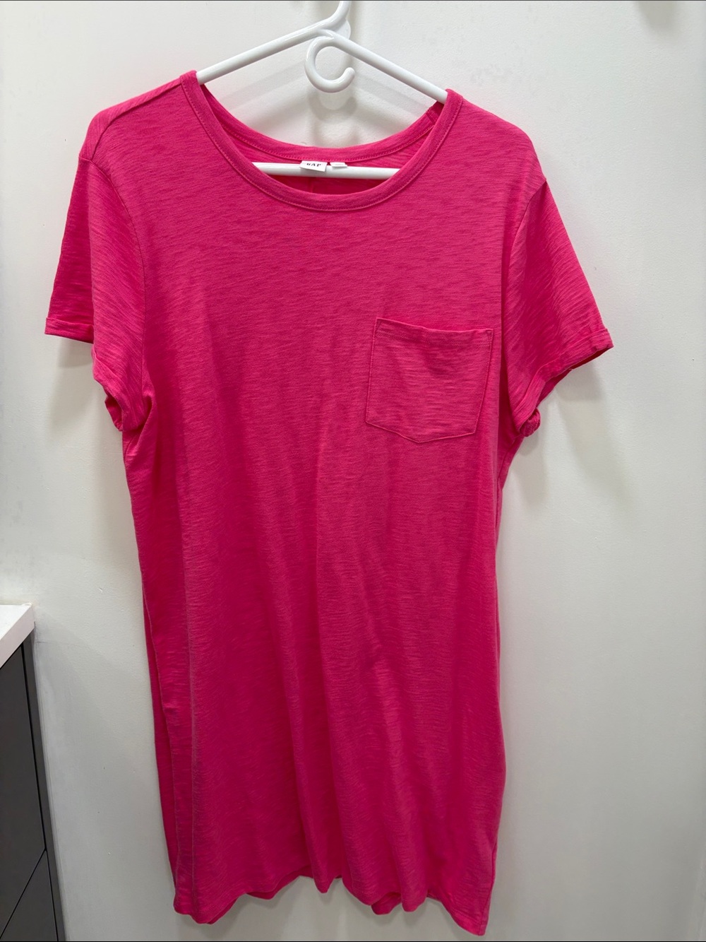 Bright Pink Short Sleeve Pocket T-Shirt Dress